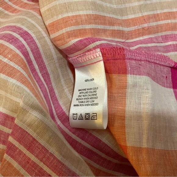 Foxcroft Linen Button Down Shirt LS Spring Easter Striped Relaxed Fit Size 2 - Picture 7 of 8